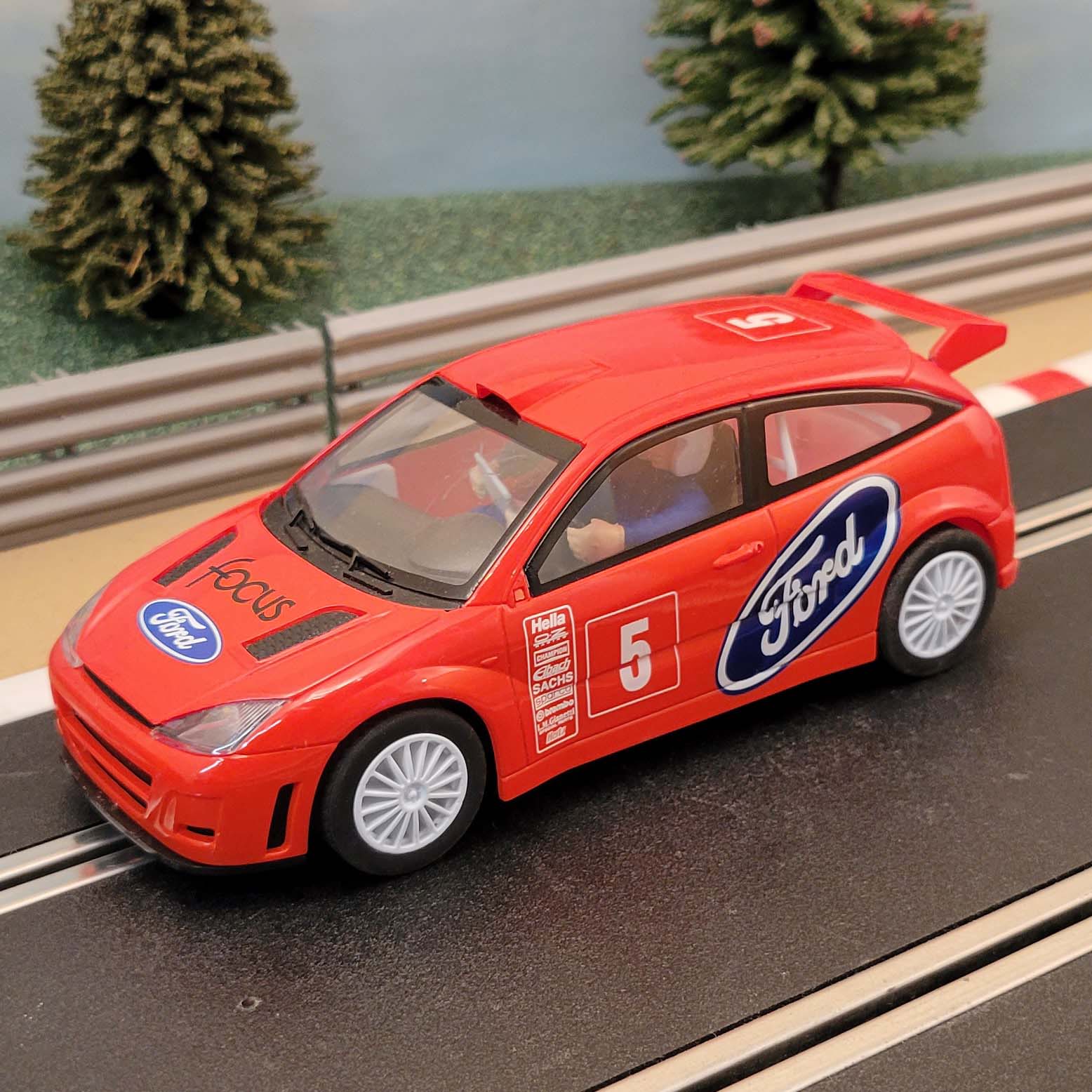 Scalextric 1 32 Car Red Ford Focus Rally WRC FORD Logo 5 M Action Slot Racing