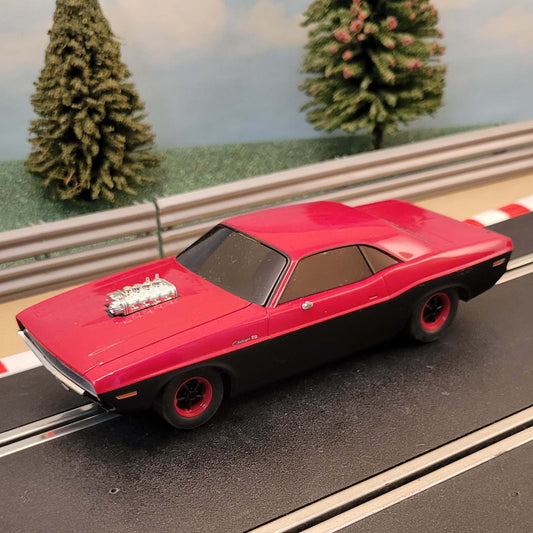 Scalextric 1:32 Car - Red & Black Dodge Challenger *LIGHTS* #J