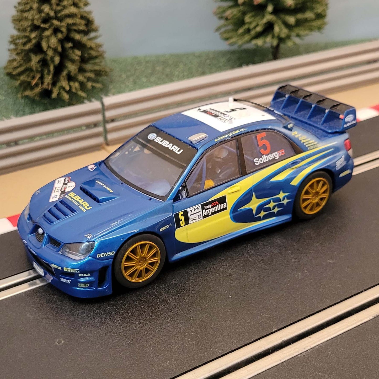 Scalextric 1:32 Car - C2749 Subaru Impreza WRC 4WD Solberg #5 *LIGHTS* #Y