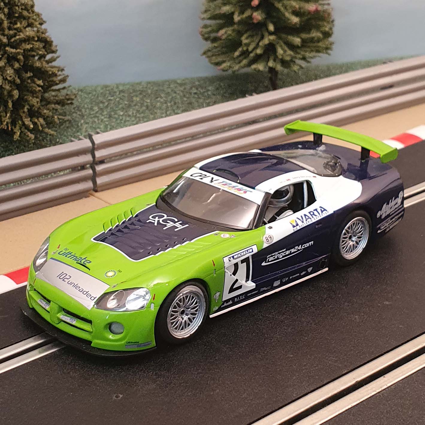 Scalextric 1:32 Car - C3018 Blue Green Dodge Viper #21 *LIGHTS* #J