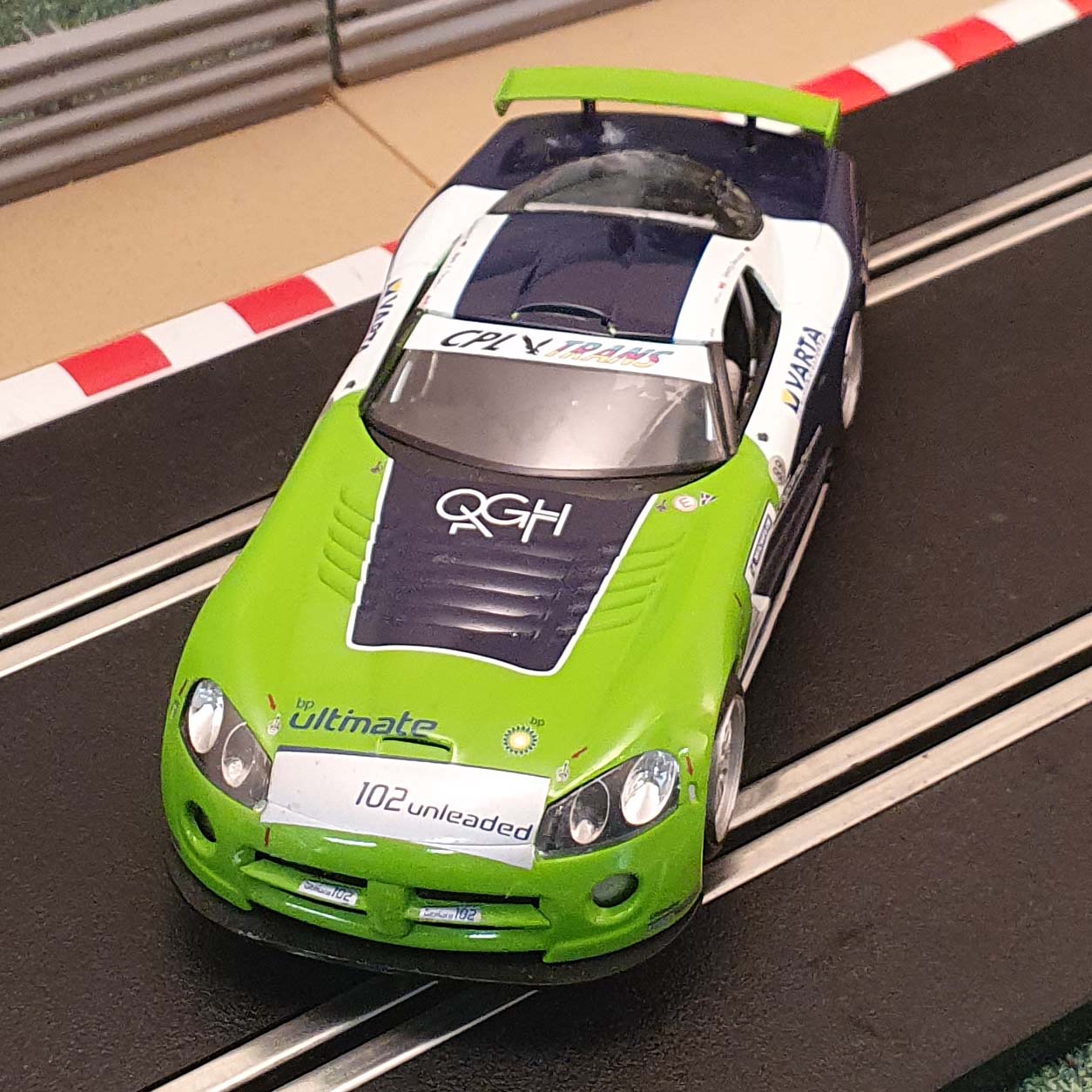 Scalextric 1:32 Car - C3018 Blue Green Dodge Viper #21 *LIGHTS* #J