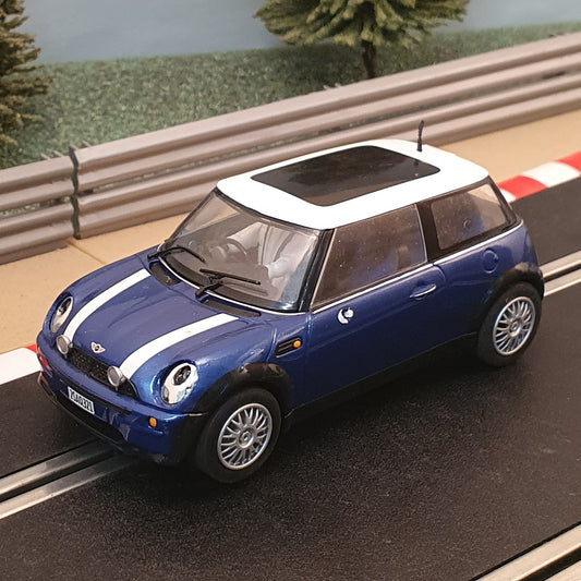 Scalextric 1:32 Car - C2538 Italian Job - Blue BMW Mini Cooper *LIGHTS* #D