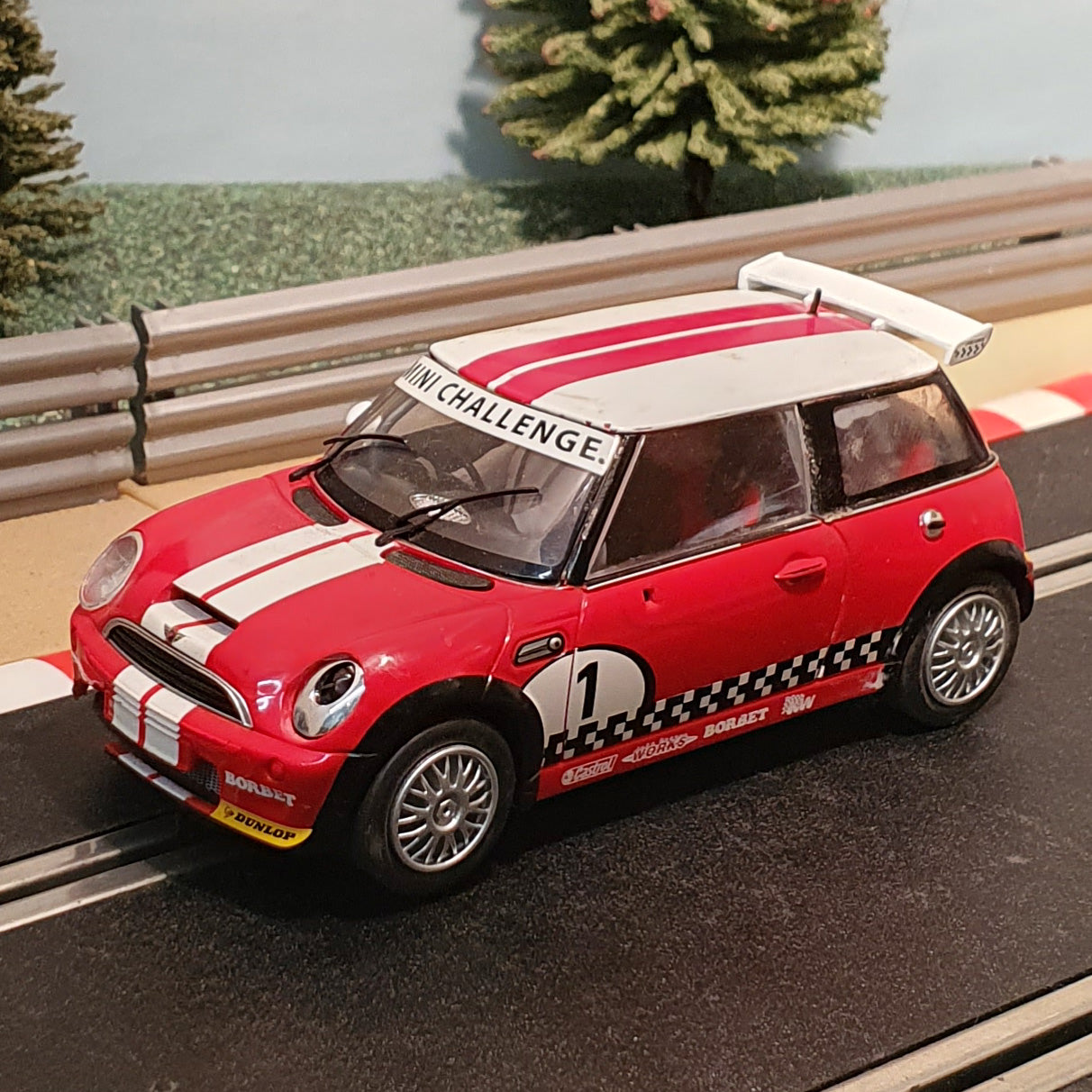 Scalextric 1:32  Car - C3019 Red Mini Cooper Challenge *LIGHTS* #J