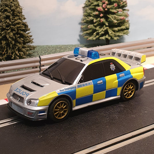 Scalextric 1:32 Car - C3068 Subaru Impreza Police Car *LIGHTS & SIREN* #M