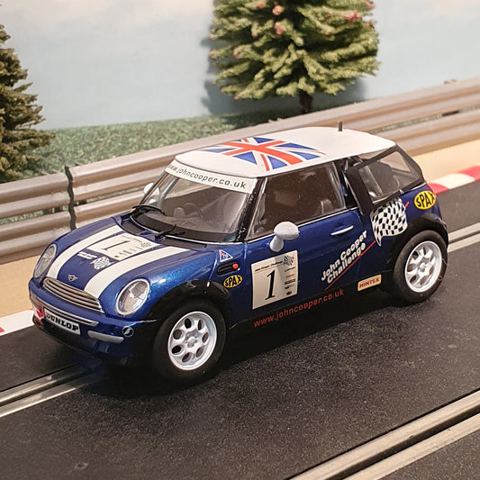 Scalextric 1:32 Car - C2527 Blue BMW Mini Cooper Union Jack #1 *LIGHTS* #Q