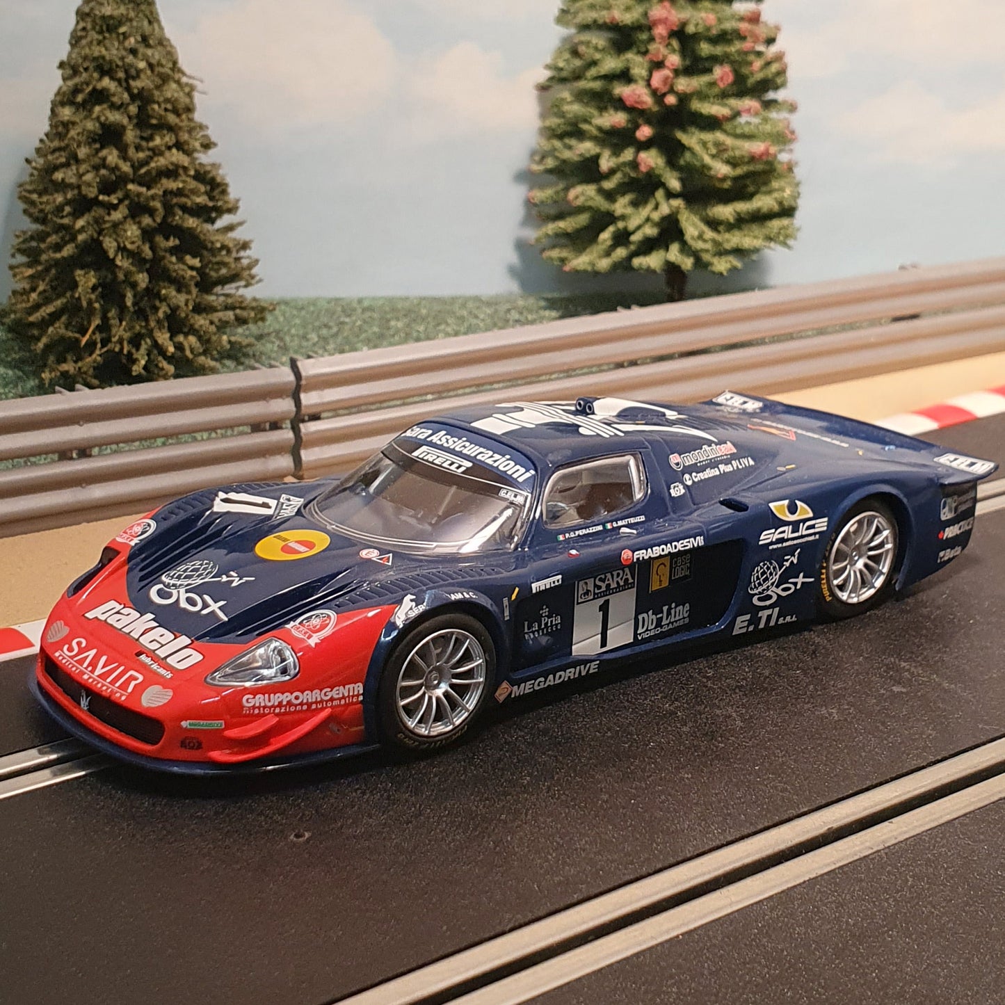 Scalextric 1:32 Car - C2728 Blue Maserati MC12 #1 *LIGHTS* #MSWU