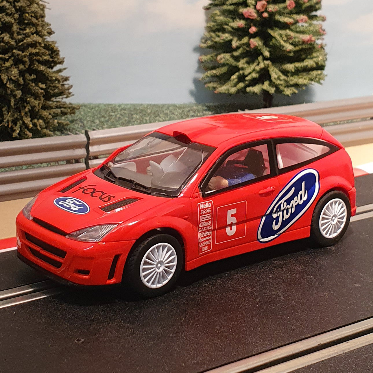 Scalextric 1:32 Car - Red Ford Focus Rally WRC 'FORD Logo' #5 #J