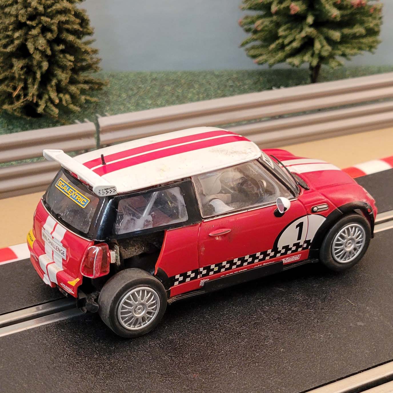 Scalextric 1:32  Car - C3019 Red Mini Cooper Challenge *LIGHTS* #J