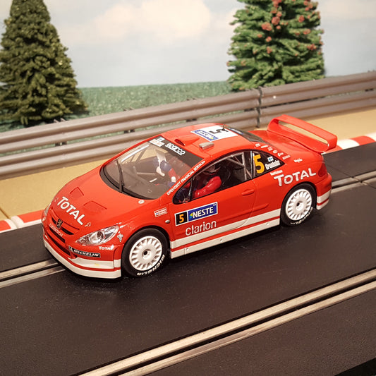 Scalextric 1:32 Car - C2560 Red Peugeot 307 WRC #5 Gronholm#*LIGHTS* #M