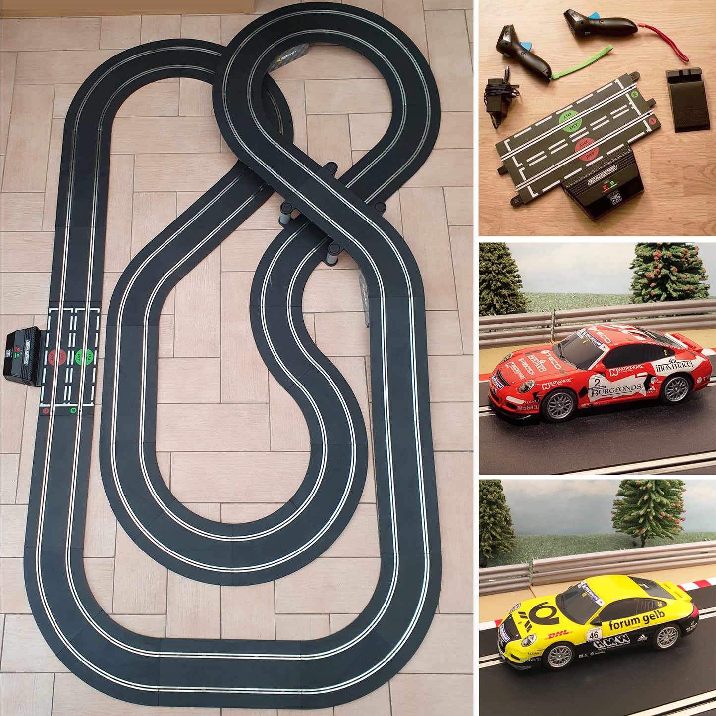 Scalextric Sport 1:32 Track Set Layout With Porsche Cars ARC Air #AS9