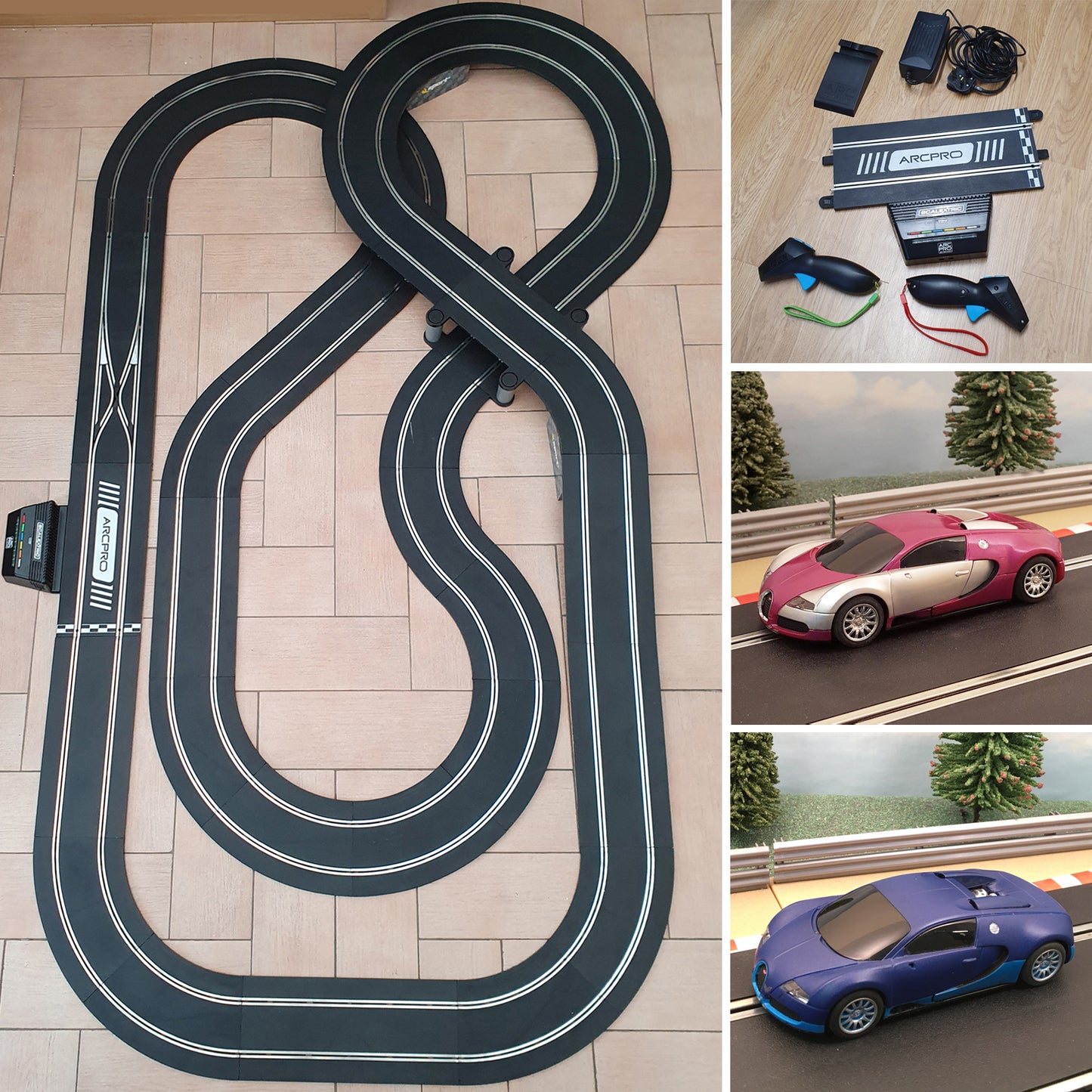 Scalextric Sport 1:32 Track Set Layout With  Bugatti Veyron Cars ARC Pro #AS9