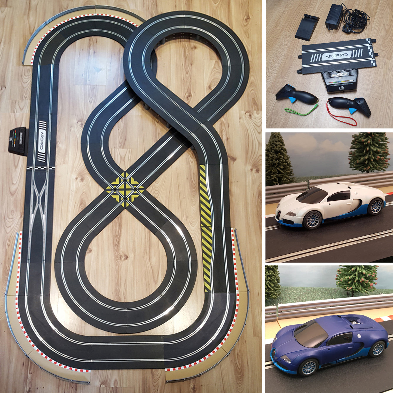 Scalextric 1:32 Figure-Of-Eight Layout Set ARC Pro With Veyron Cars