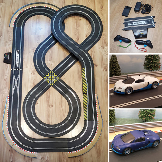 Scalextric 1:32 Figure-Of-Eight Layout Set ARC Pro With Veyron Cars