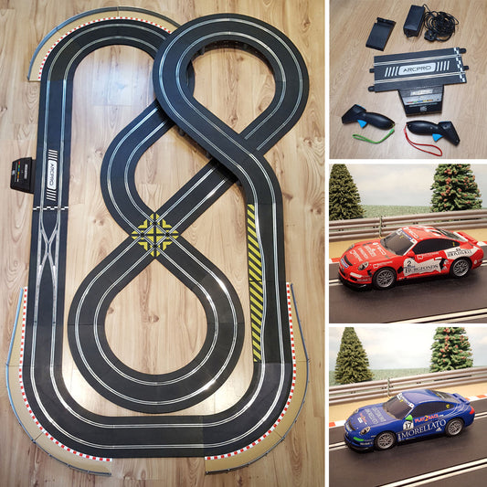 Scalextric Sport 1:32 Conjunto de diseño en forma de figura de ocho con Porsche Cars ARC PRO 