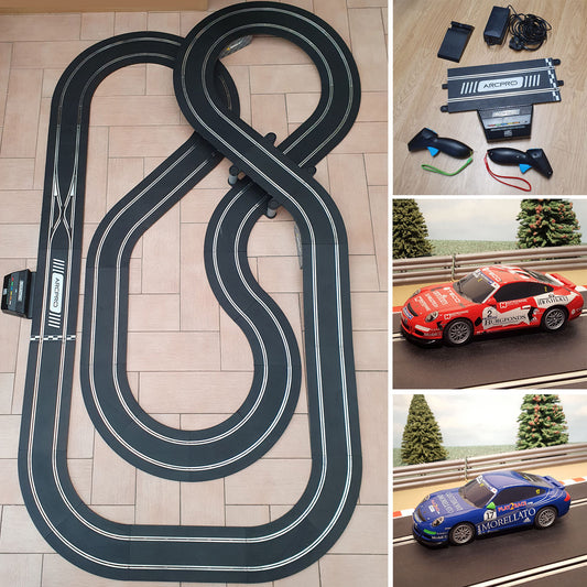 Scalextric Sport 1:32 Track Set Layout With Porsche Cars ARC Pro #AS9