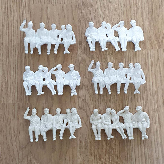 Scalextric F306A & F306B White Plastic Unpainted Seated Spectator Figures x 6