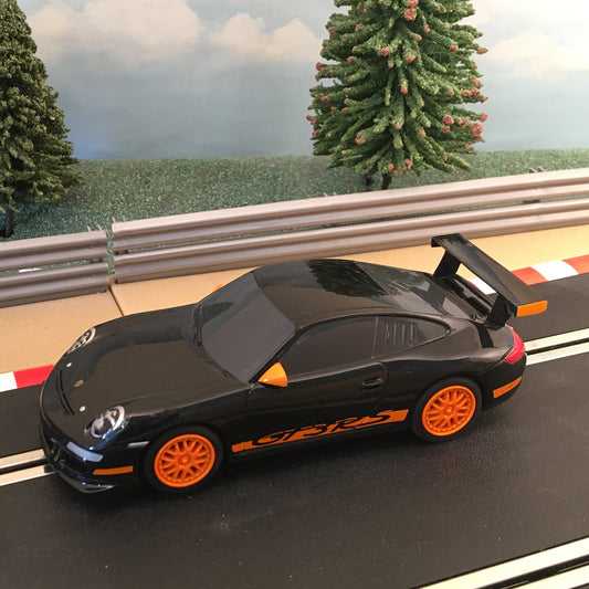 Scalextric 1:32 Car - Black Porsche 997 GT3RS With Orange Wheels #A