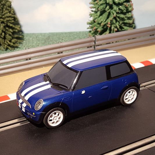 Scalextric 1:32 Car - Blue Mini Cooper - Blue Roof With White Stripes #M